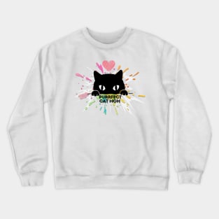 Peeking Cat Mom And Mix Paint Crewneck Sweatshirt